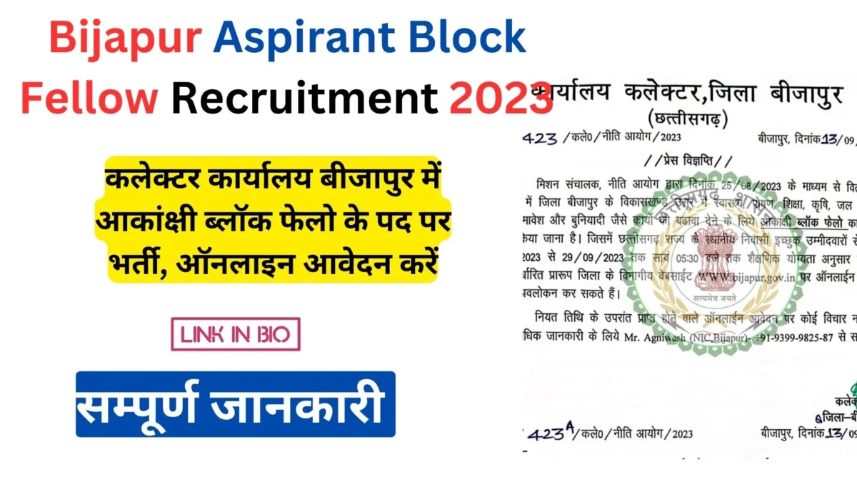 Bijapur Aspirant Block Fellow Recruitment 2023